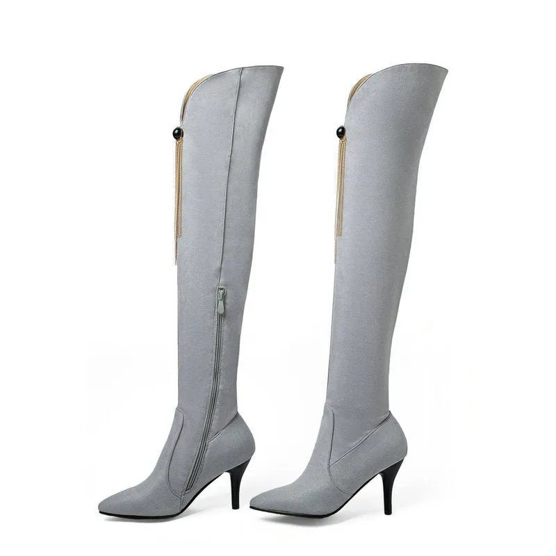 Autumn And Winter Pointed Elastic High Tube Boots