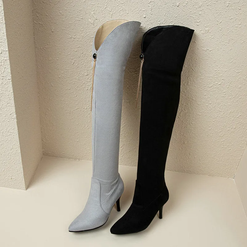 Autumn And Winter Pointed Elastic High Tube Boots