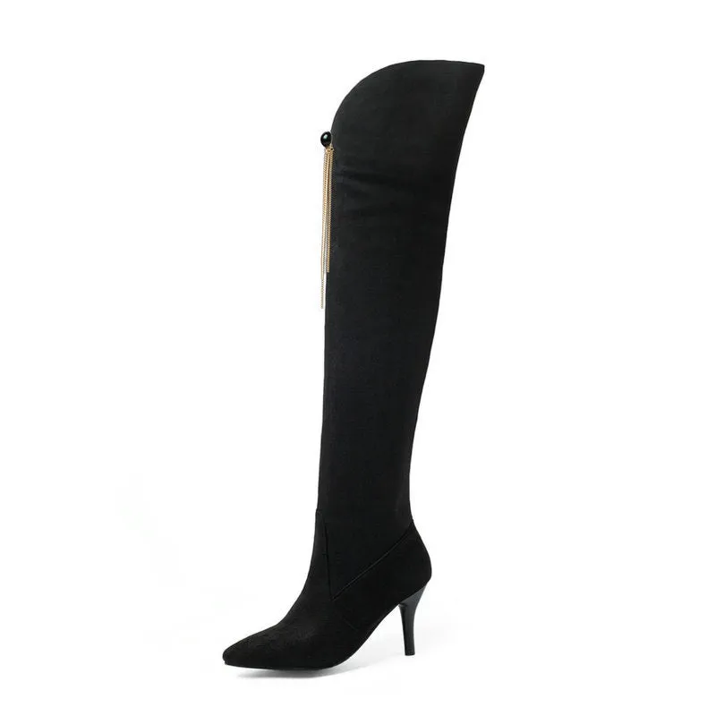 Autumn And Winter Pointed Elastic High Tube Boots