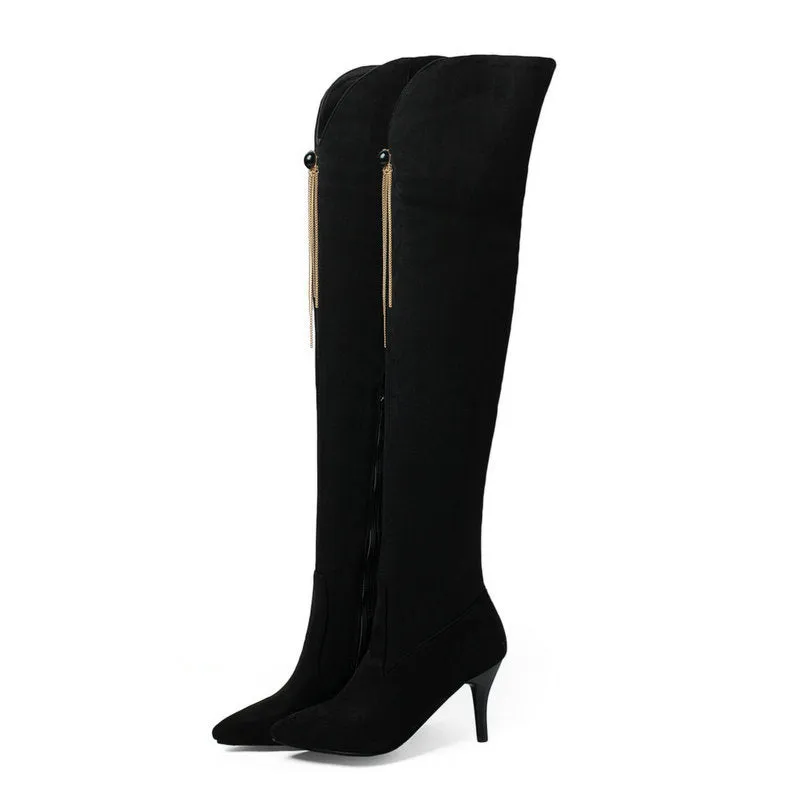 Autumn And Winter Pointed Elastic High Tube Boots