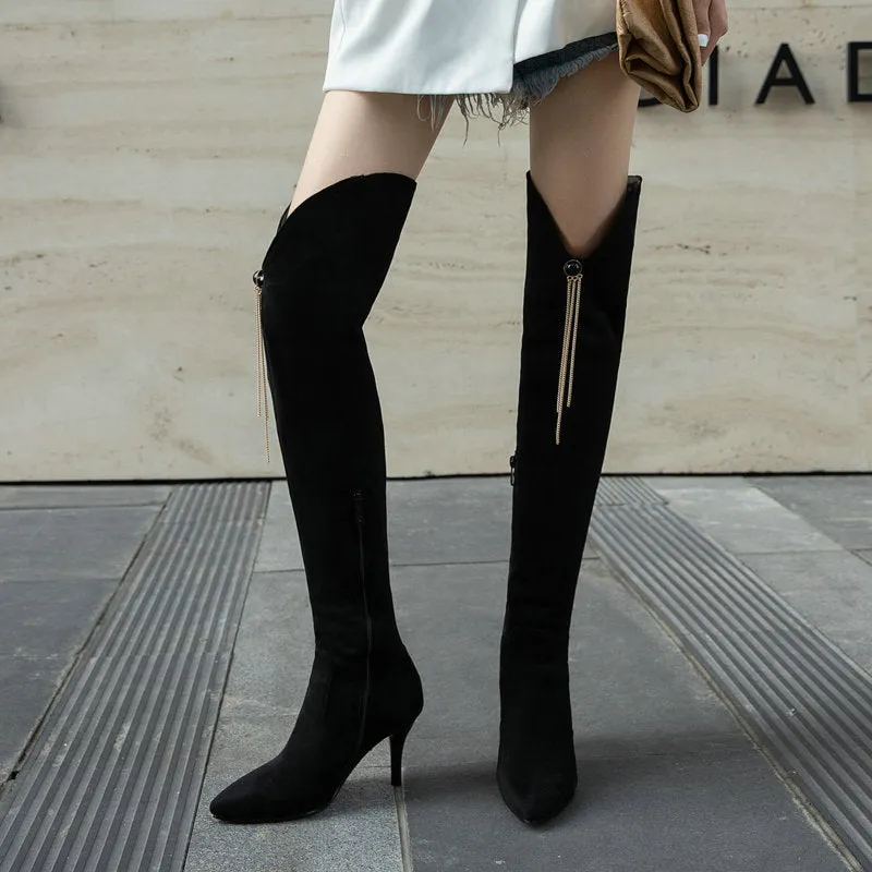 Autumn And Winter Pointed Elastic High Tube Boots