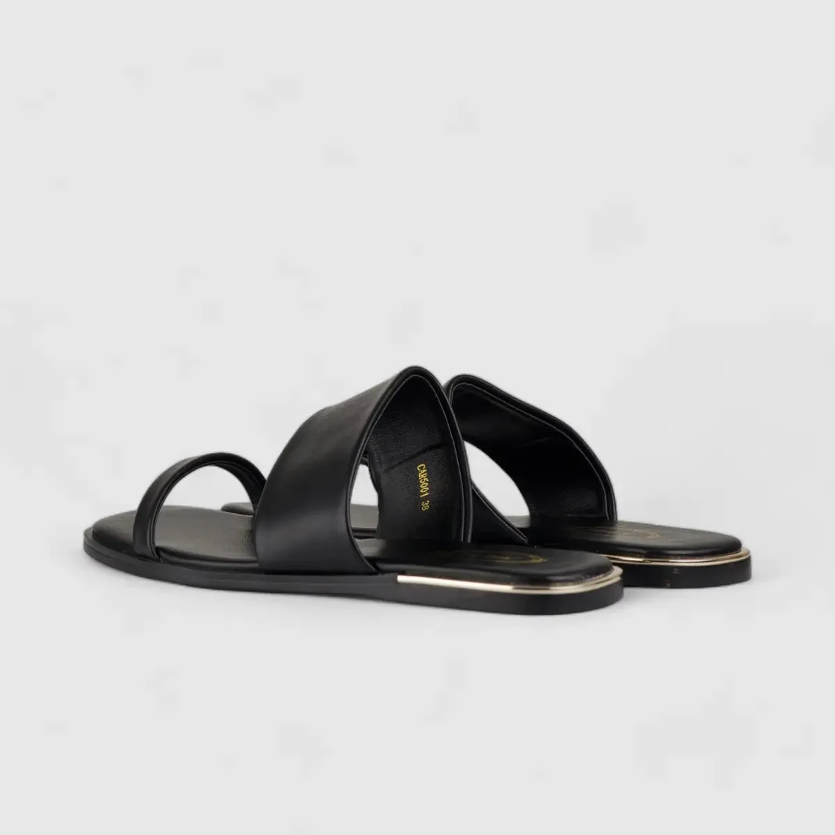 Bulbul Flat Sandal Black Car5001