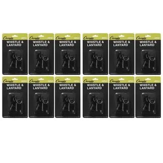 Champion Sports Metal Whistle & Lanyard - Pack of 12
