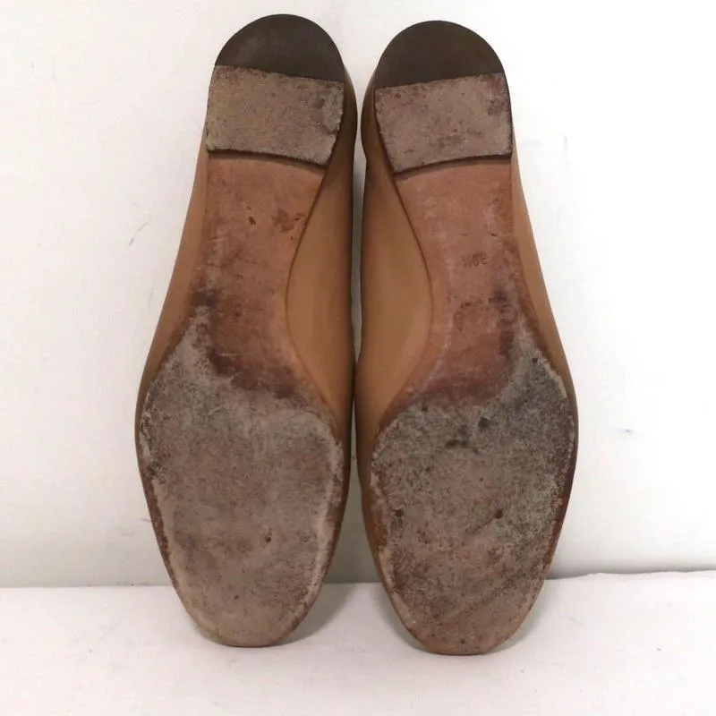 Chloe Lauren Ballet Flats Beige Scalloped Leather Size 38.5