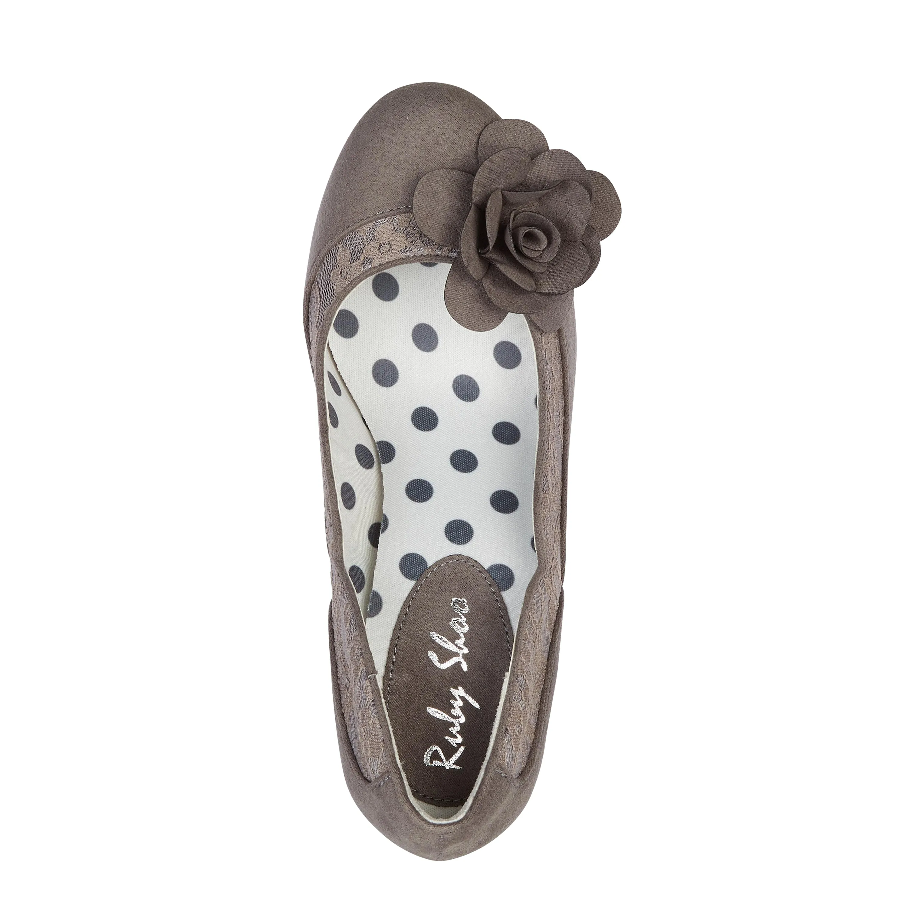 Chrissie Grey Mid Heel Lace Court Shoes by Ruby Shoo