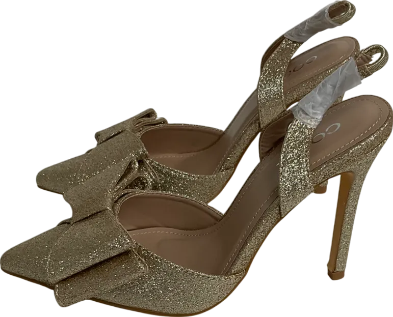 Coast Metallic Tamara Glitter Bow Sling Back Stiletto Court Shoes UK 4 EU 37 👠