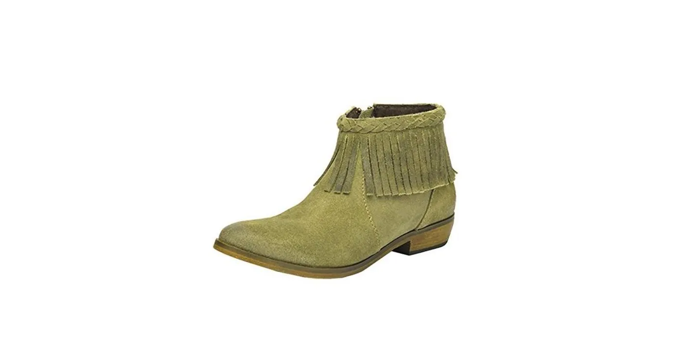 Corral Women's Suede Braided Fringe Short Boot Round Toe - P5128