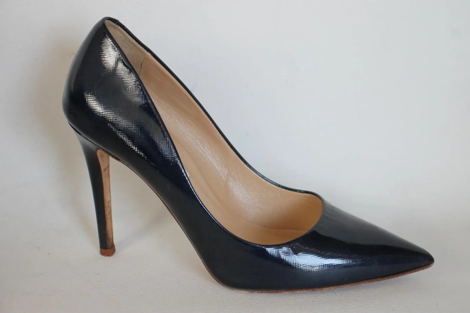 DIANE VON FURSTENBERG Ladies Dark Blue Leather Stiletto Pumps Shoes UK5.5 EU38.5