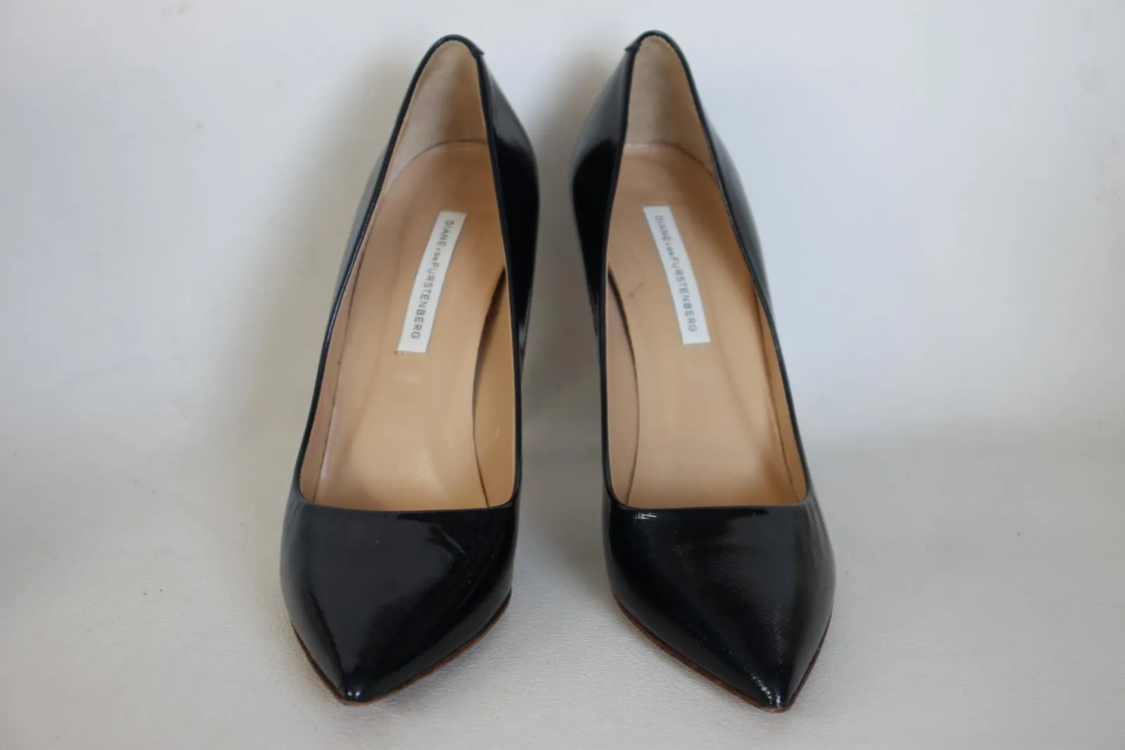DIANE VON FURSTENBERG Ladies Dark Blue Leather Stiletto Pumps Shoes UK5.5 EU38.5