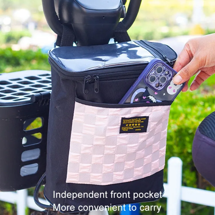 Electric Bike Riding Hanging Bag Large Capacity Waterproof Bicycle Front Hanging Bag(Pink)