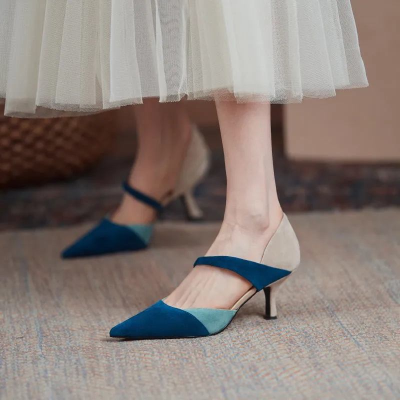 elveswallet Flock Shallow Pointed Toe Thin Heels Shoes