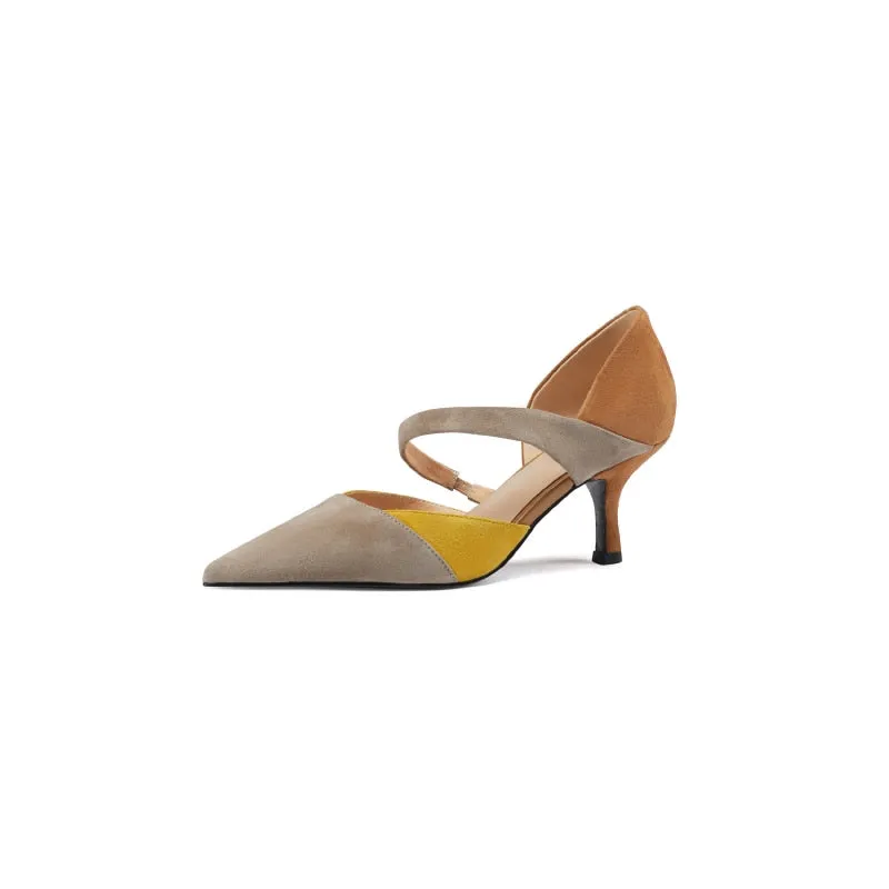 elveswallet Flock Shallow Pointed Toe Thin Heels Shoes
