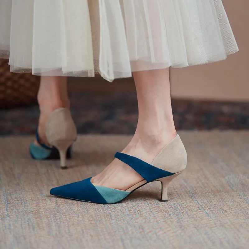 elveswallet Flock Shallow Pointed Toe Thin Heels Shoes