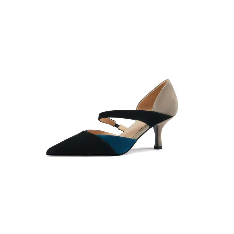elveswallet Flock Shallow Pointed Toe Thin Heels Shoes