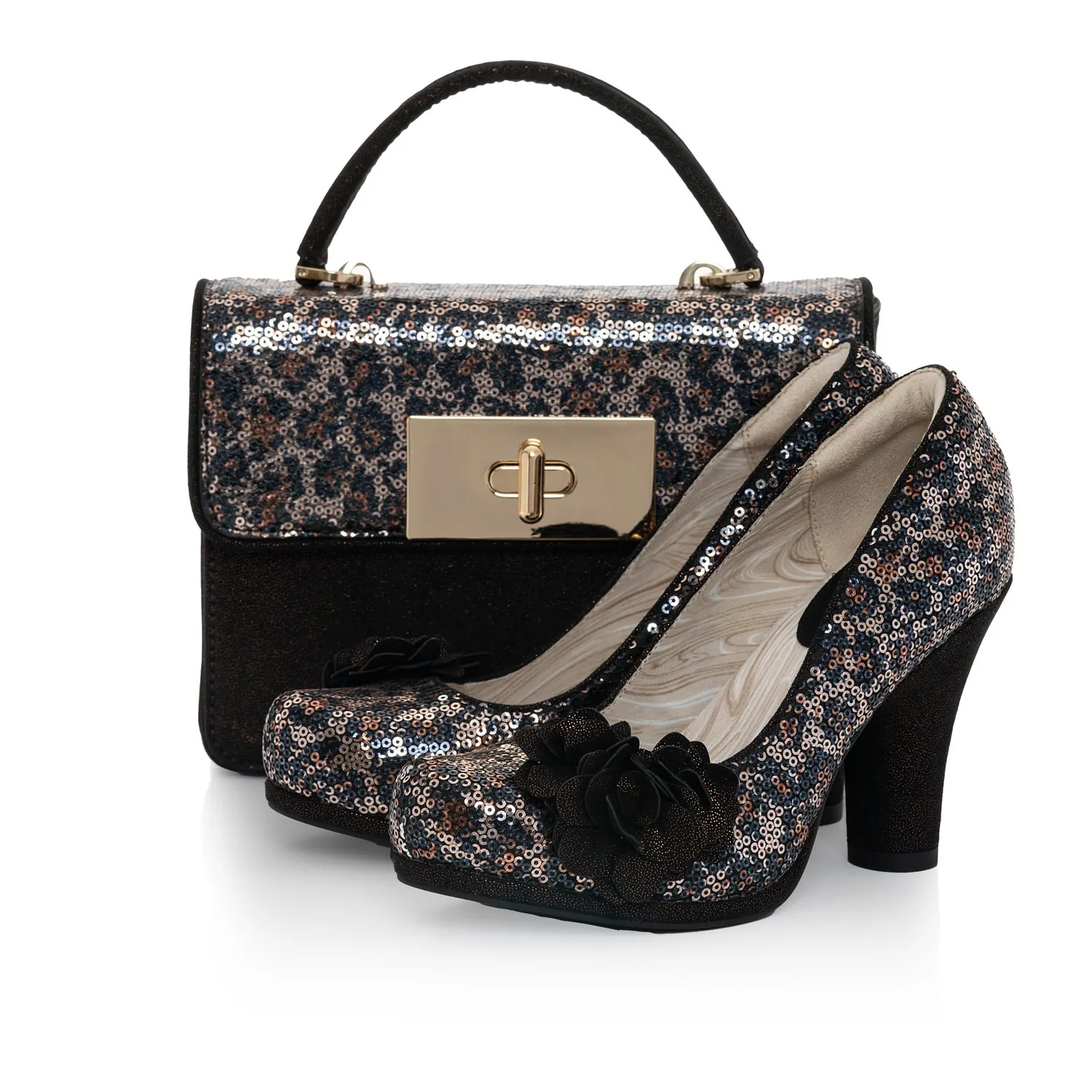 Eva Leopard Sequin High Cut Court Shoe by Ruby Shoo