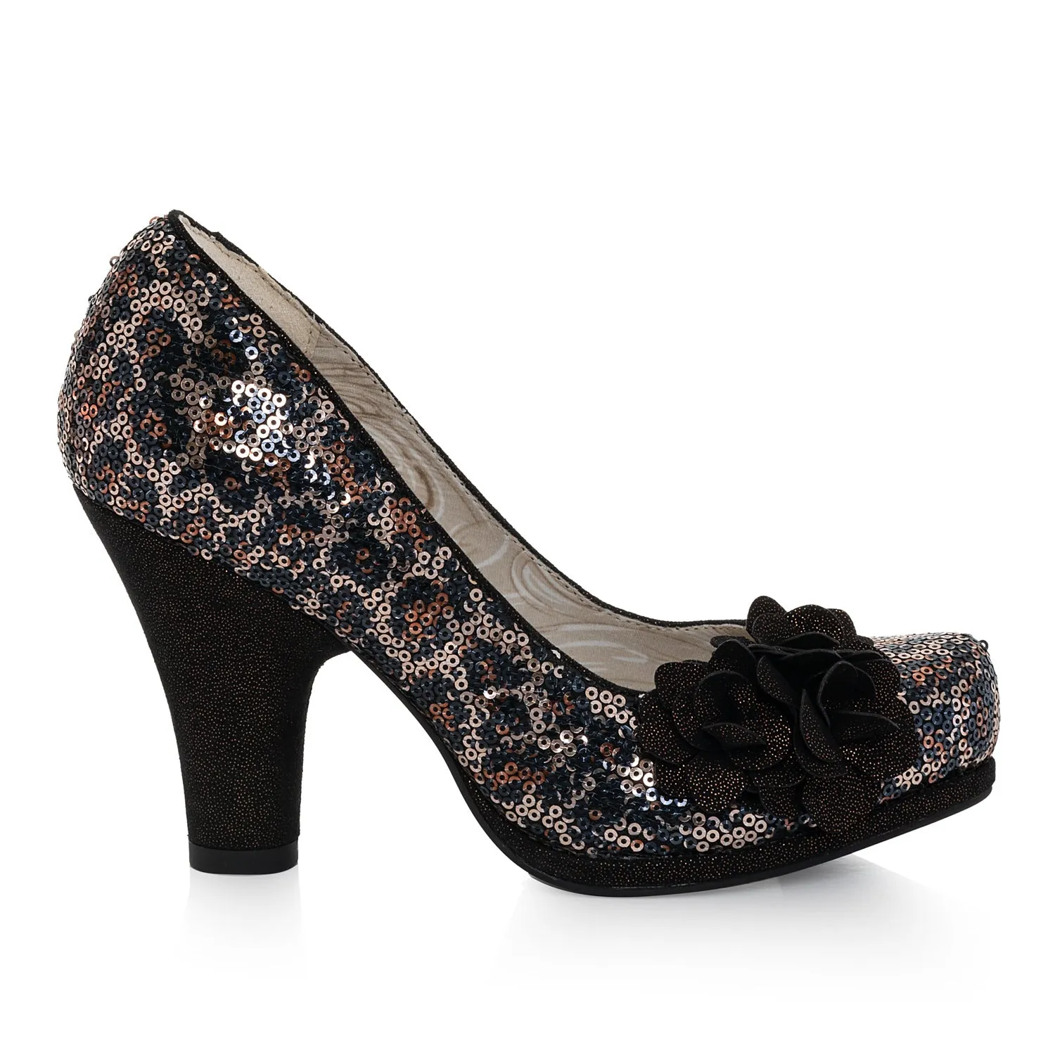 Eva Leopard Sequin High Cut Court Shoe by Ruby Shoo