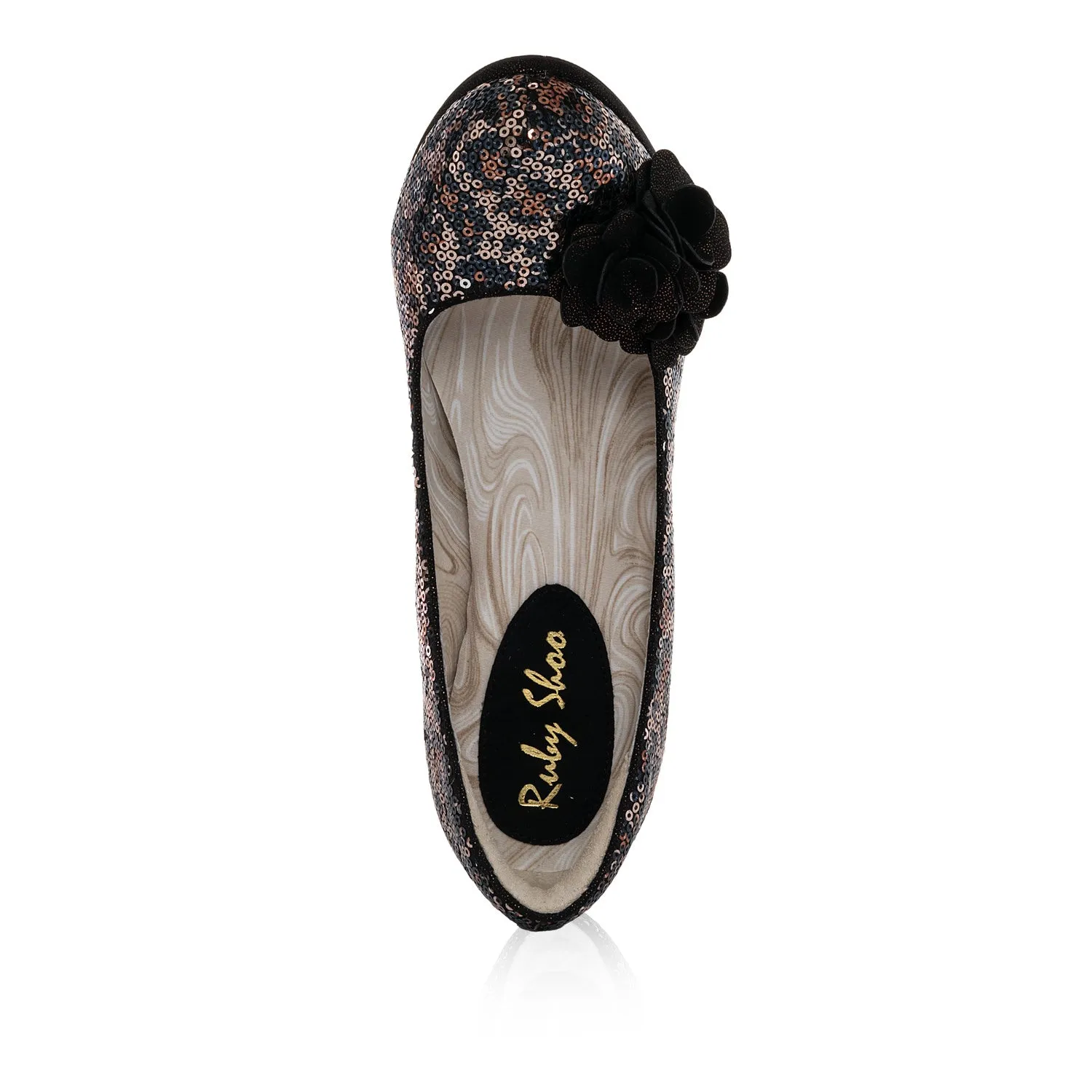 Eva Leopard Sequin High Cut Court Shoe by Ruby Shoo