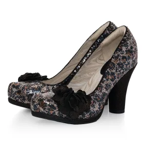 Eva Leopard Sequin High Cut Court Shoe by Ruby Shoo