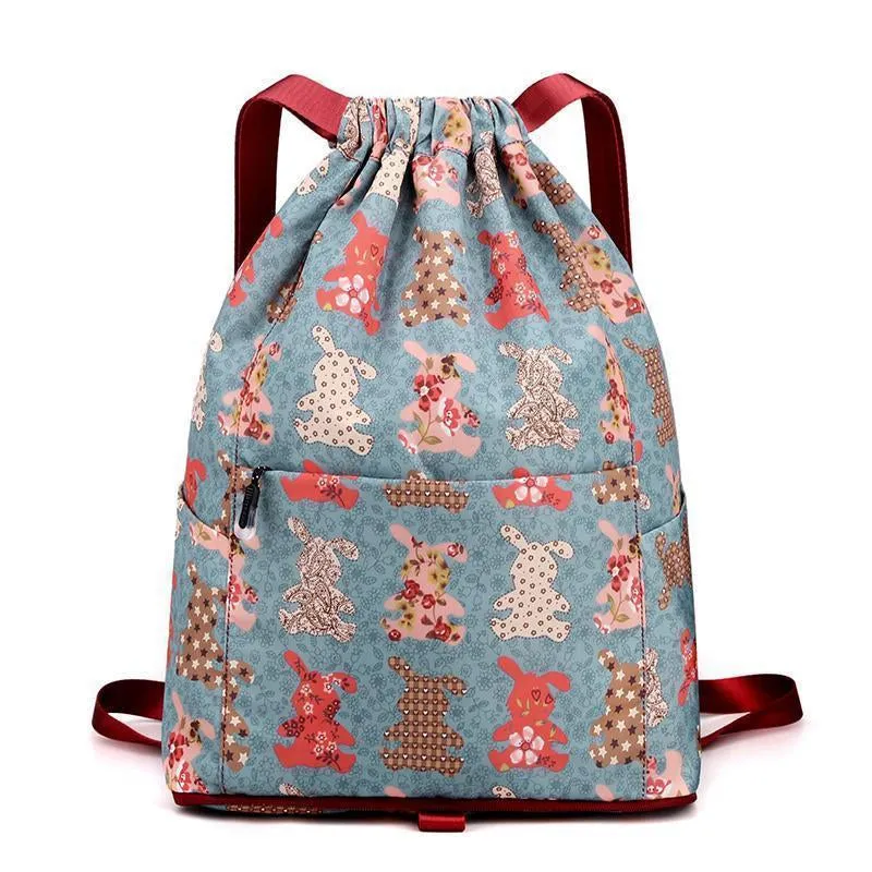 Foldable sports backpack with drawstring closure