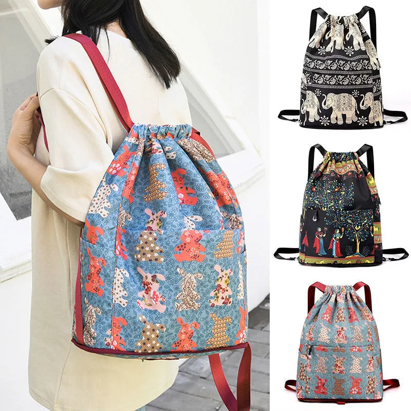 Foldable sports backpack with drawstring closure