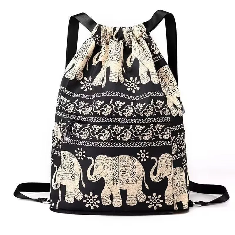 Foldable sports backpack with drawstring closure
