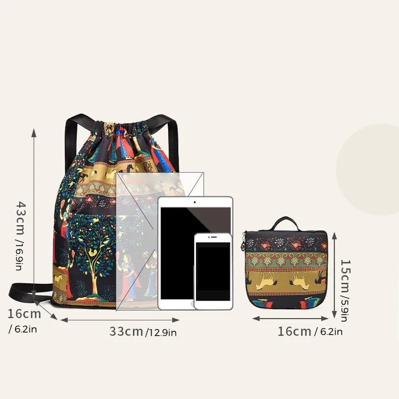 Foldable sports backpack with drawstring closure