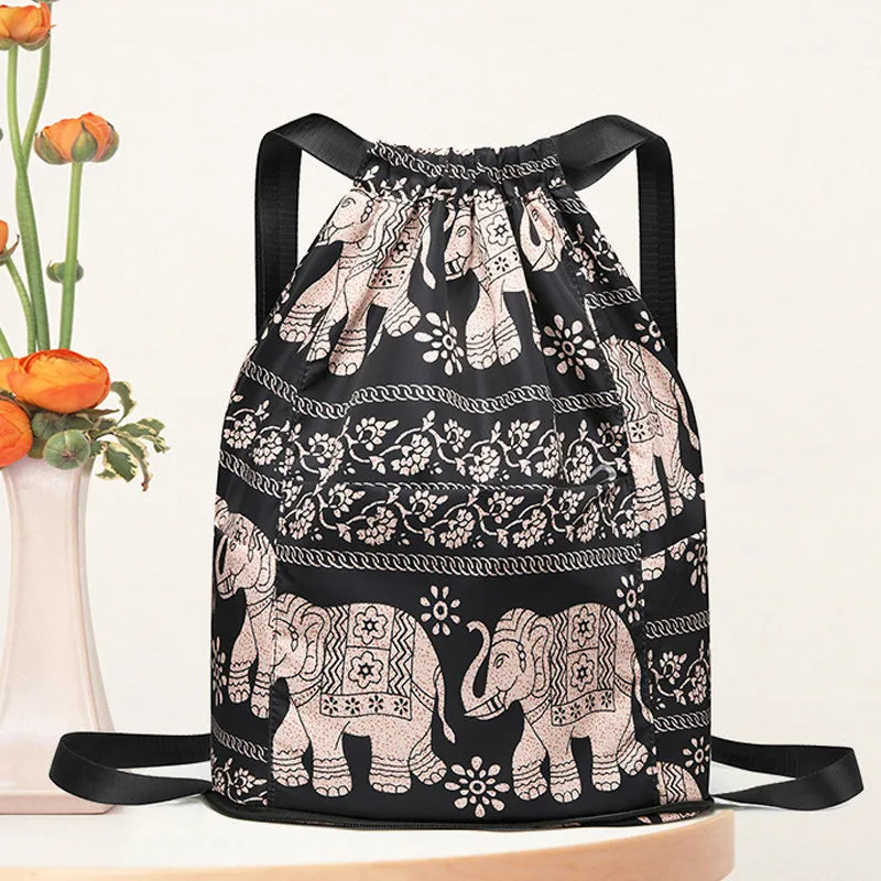 Foldable sports backpack with drawstring closure