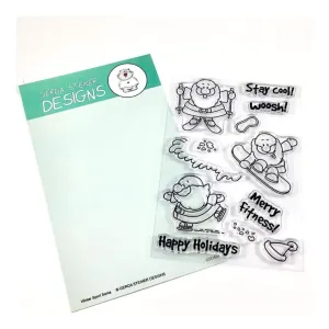 Gerda Steiner Sportsy Santa 4 inch x6 inch Clear Stamp Set*