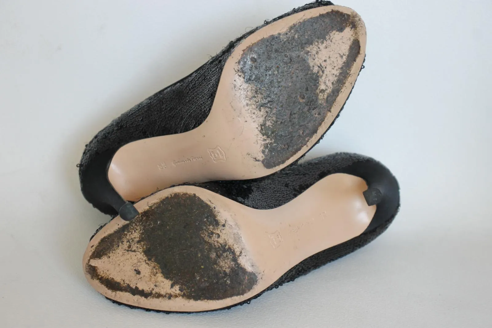GIANVITO ROSSI Ladies Black Sequin High Heel Peep Toe Pumps Shoes UK3.5 EU36.5