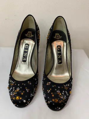 Gina Black Heels with Crystals