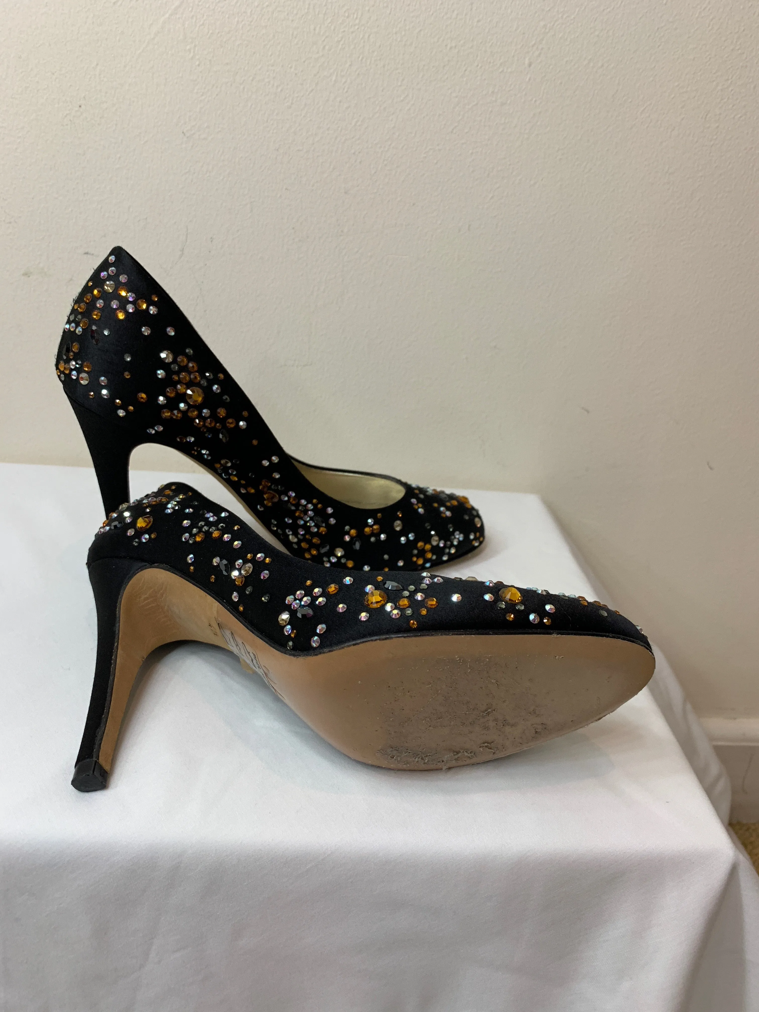 Gina Black Heels with Crystals