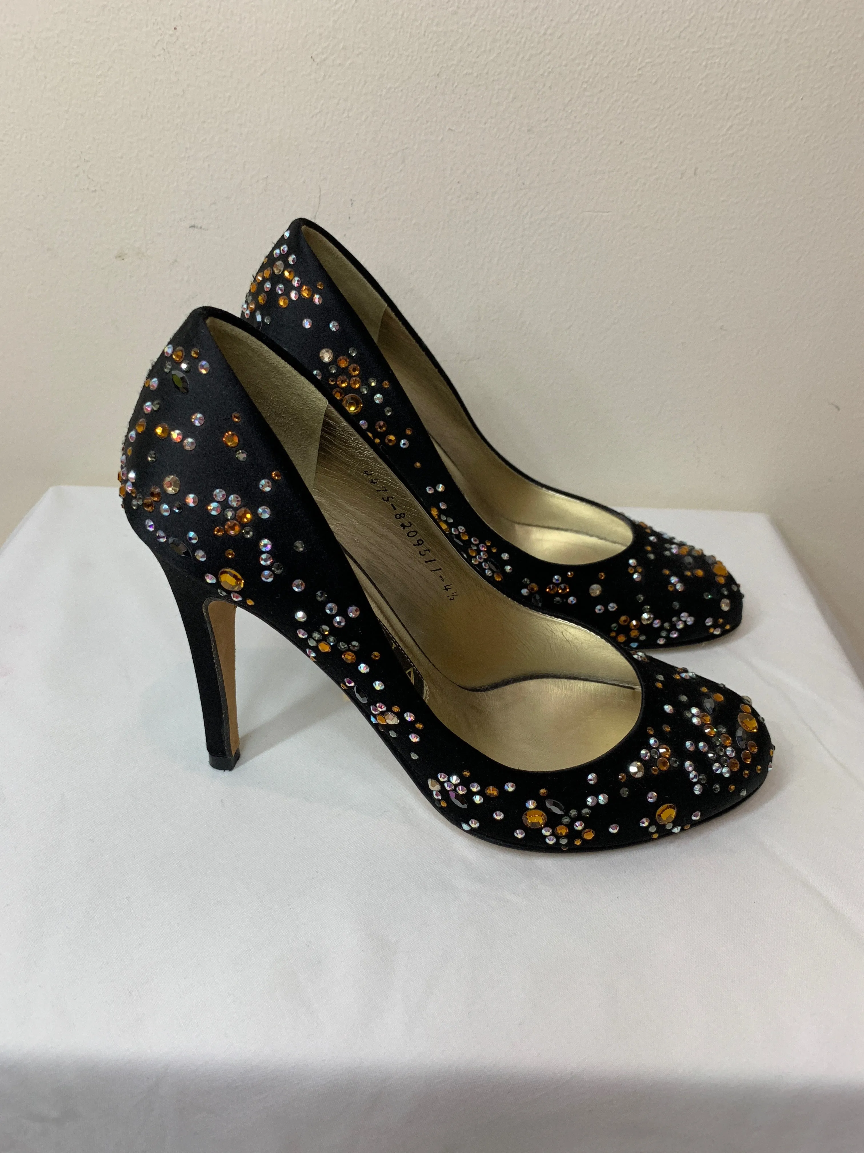 Gina Black Heels with Crystals