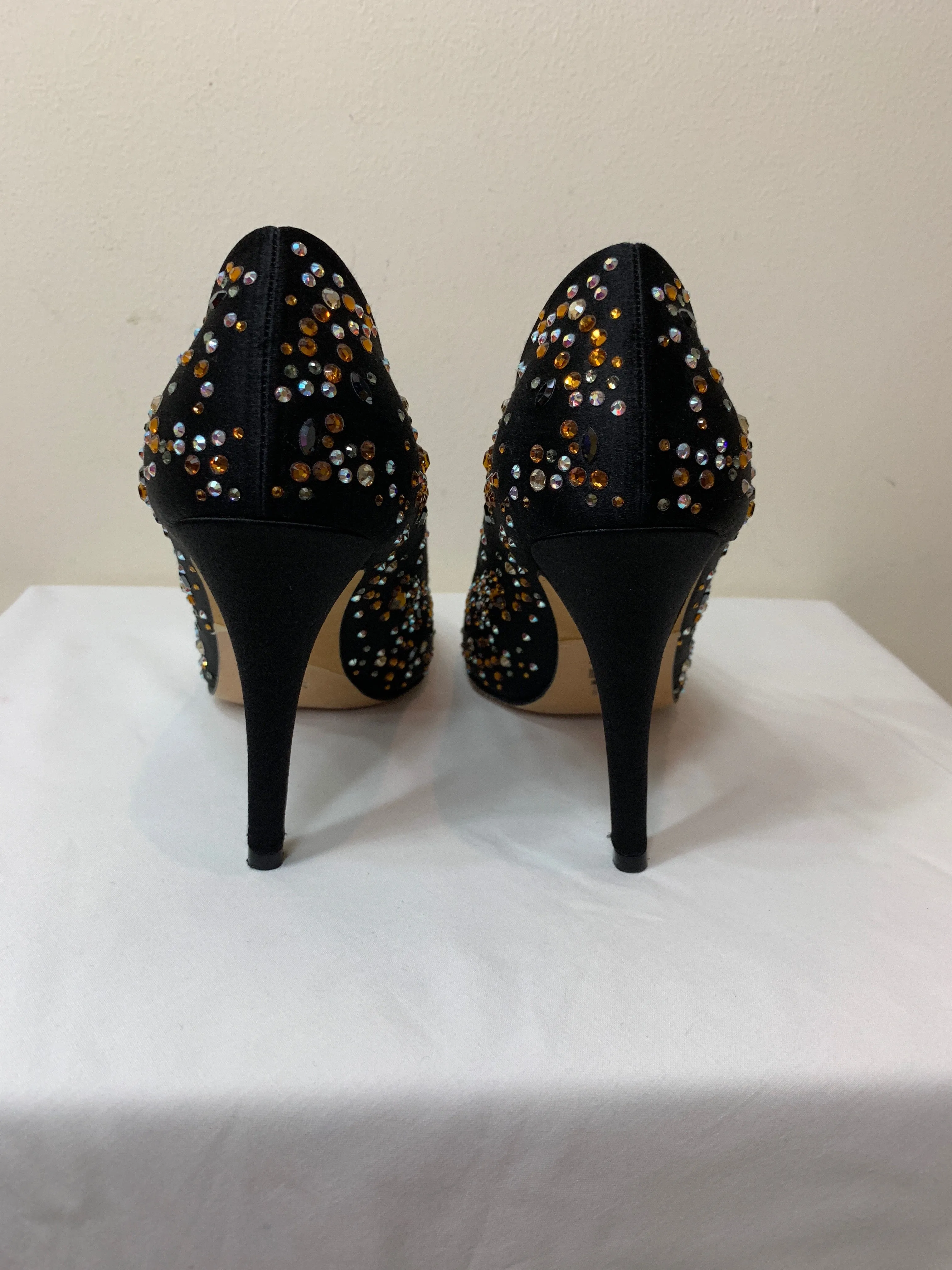 Gina Black Heels with Crystals