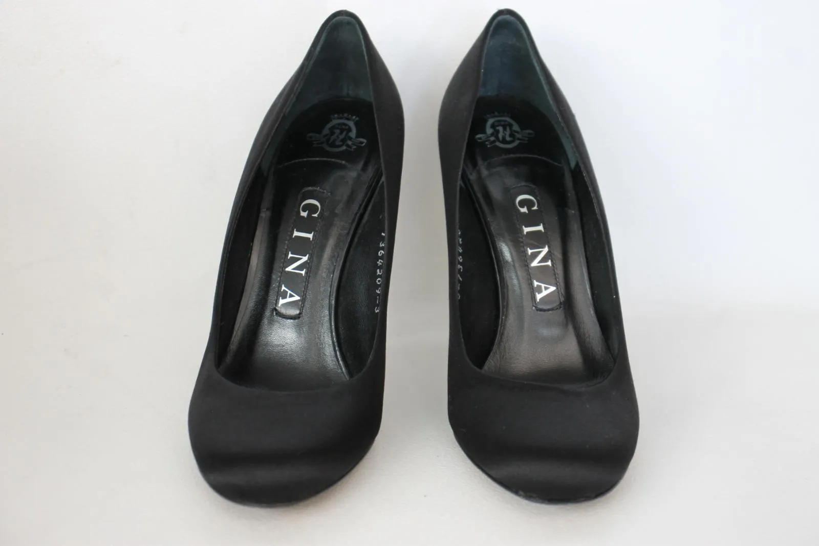 GINA Ladies Black Velvet High Heel Round Toe Pumps Shoes UK3 EU36
