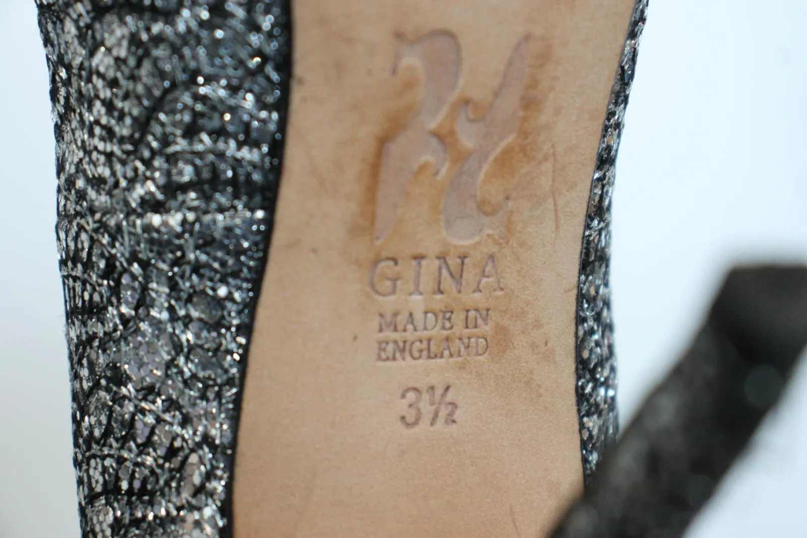GINA Ladies Silver Glitter High Heel Pumps Shoes UK3.5 EU36.5