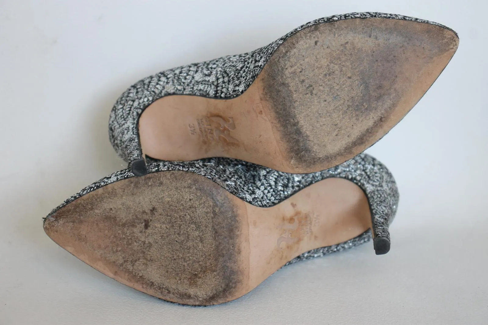 GINA Ladies Silver Glitter High Heel Pumps Shoes UK3.5 EU36.5