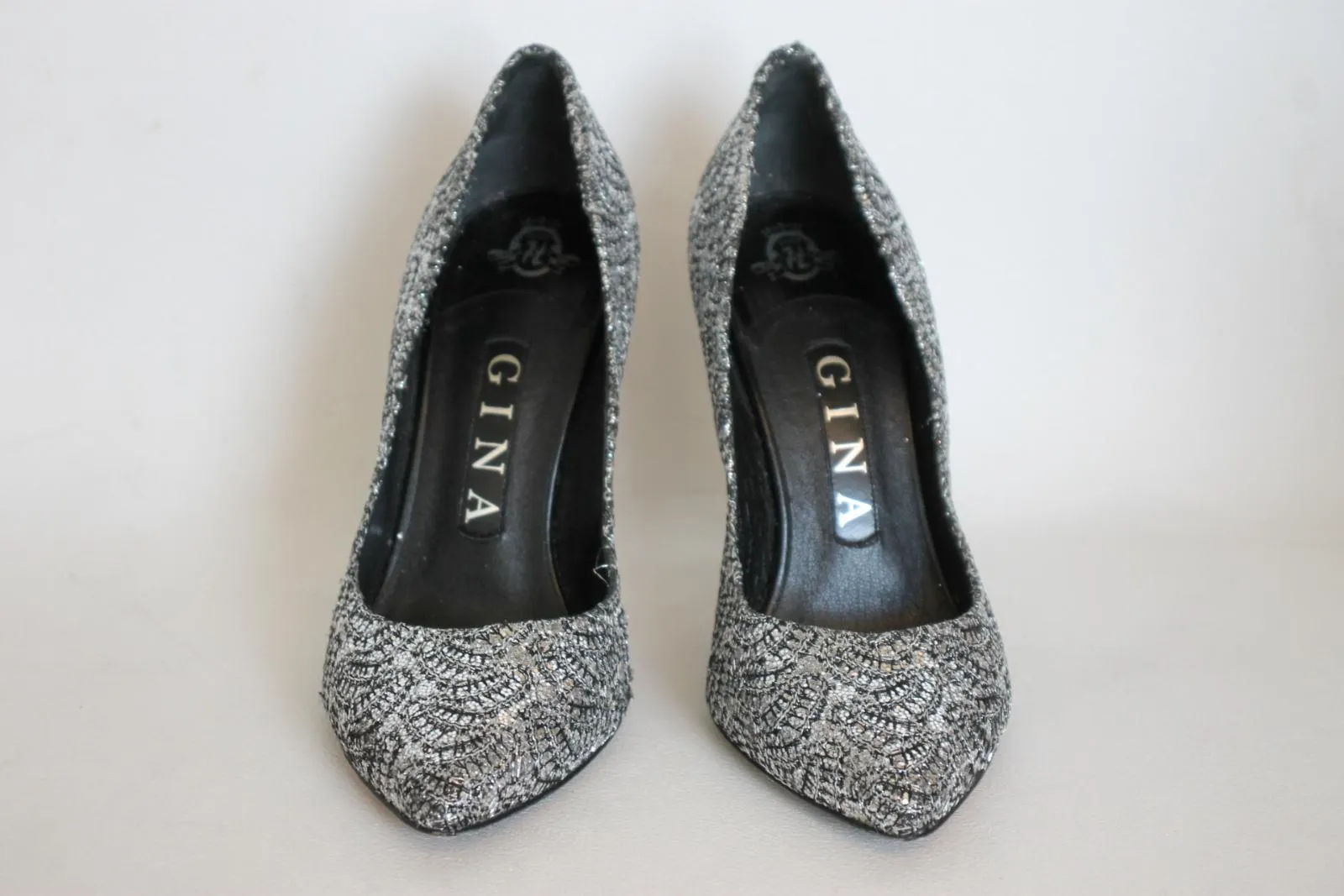GINA Ladies Silver Glitter High Heel Pumps Shoes UK3.5 EU36.5