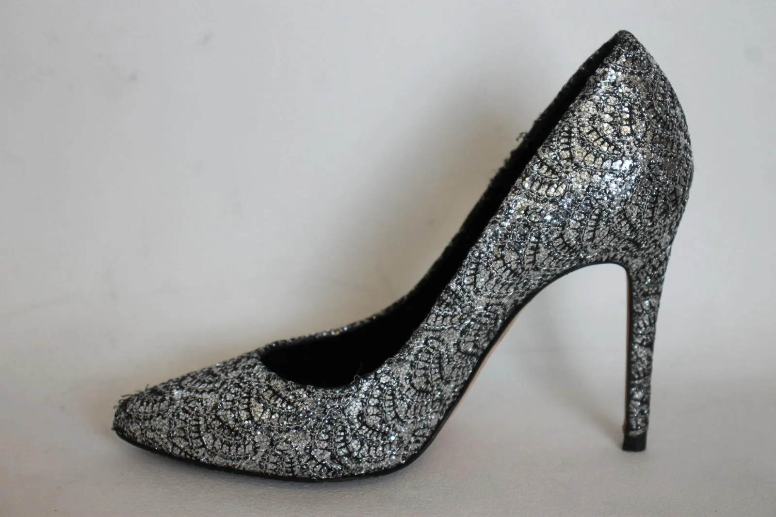 GINA Ladies Silver Glitter High Heel Pumps Shoes UK3.5 EU36.5