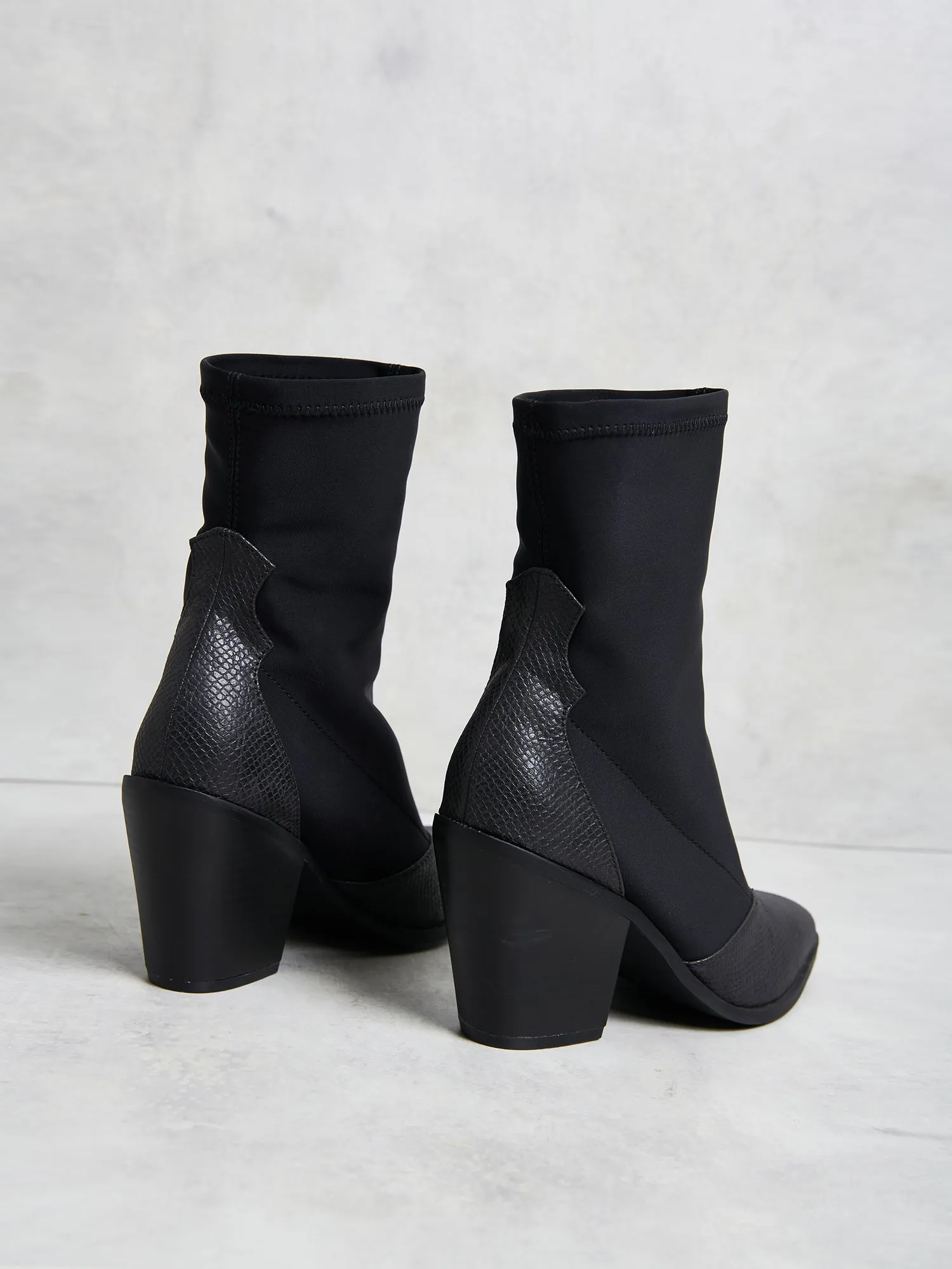 Glamorous Western Material Mix Sock Boots