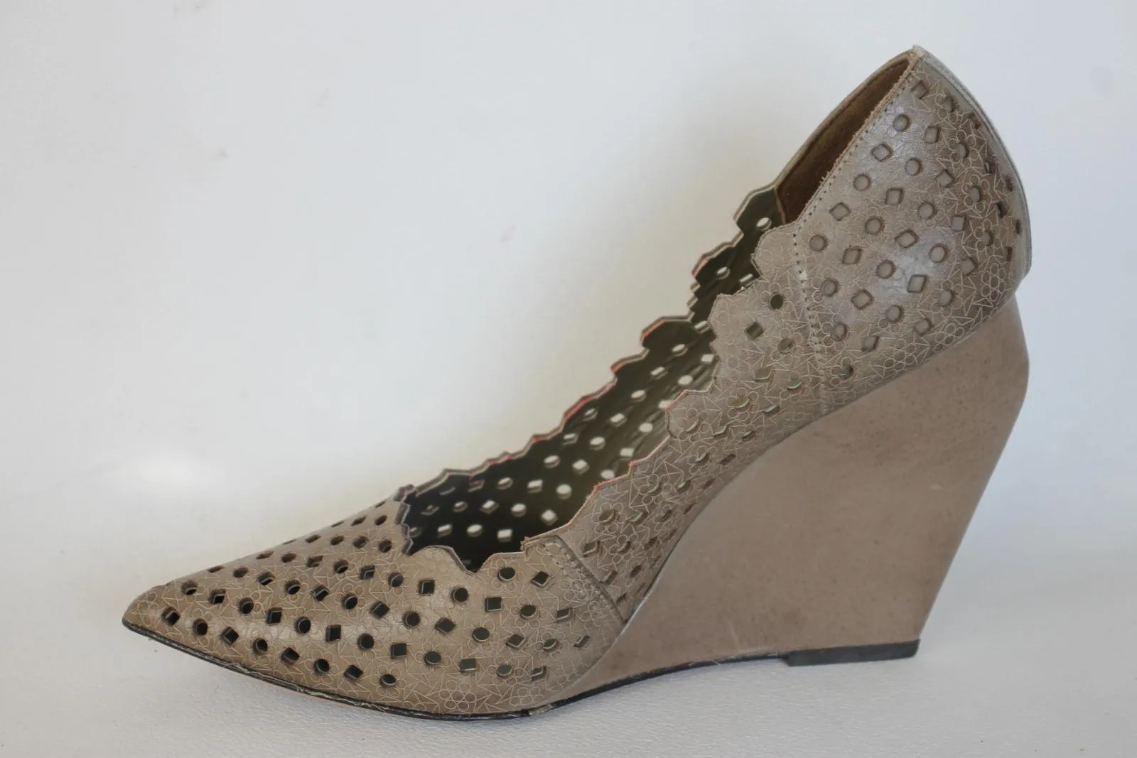 JEAN-MICHEL CAZABAT Ladies Grey Leather Wedge Heel Pumps Shoes UK5.5 EU38.5