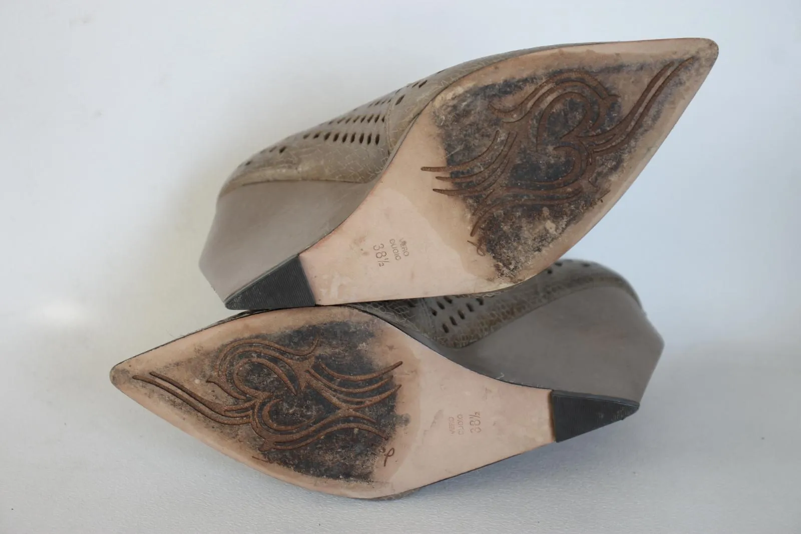 JEAN-MICHEL CAZABAT Ladies Grey Leather Wedge Heel Pumps Shoes UK5.5 EU38.5