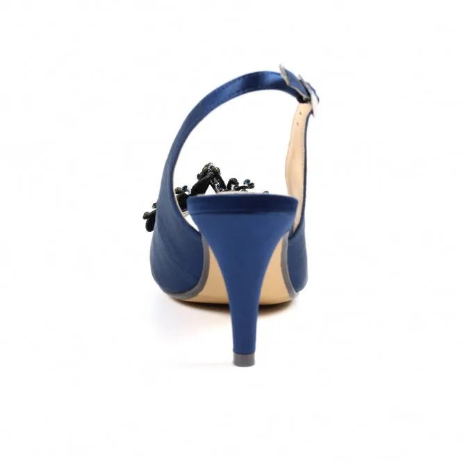 Lunar Ankara NAVY Occasion Wear Peep Toe Slingback  FLR039