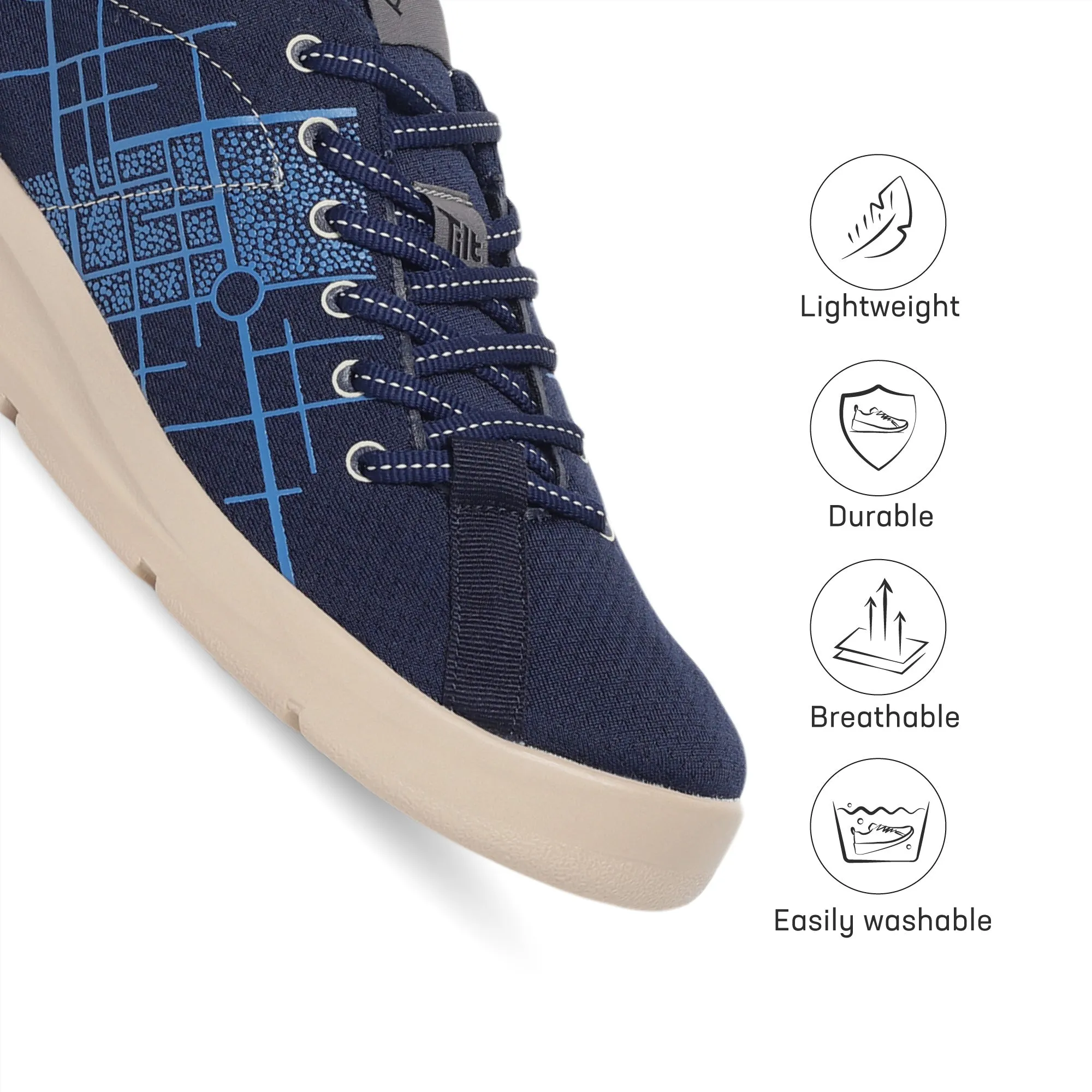Maidaan Men's Sports Shoes - Navy / Beige
