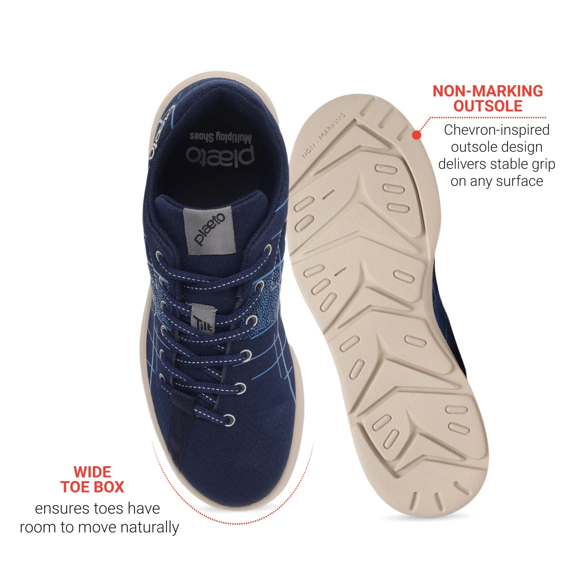 Maidaan Men's Sports Shoes - Navy / Beige
