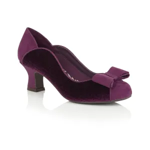 Melody Purple Mid Heel Velvet Court Shoes by Ruby Shoo