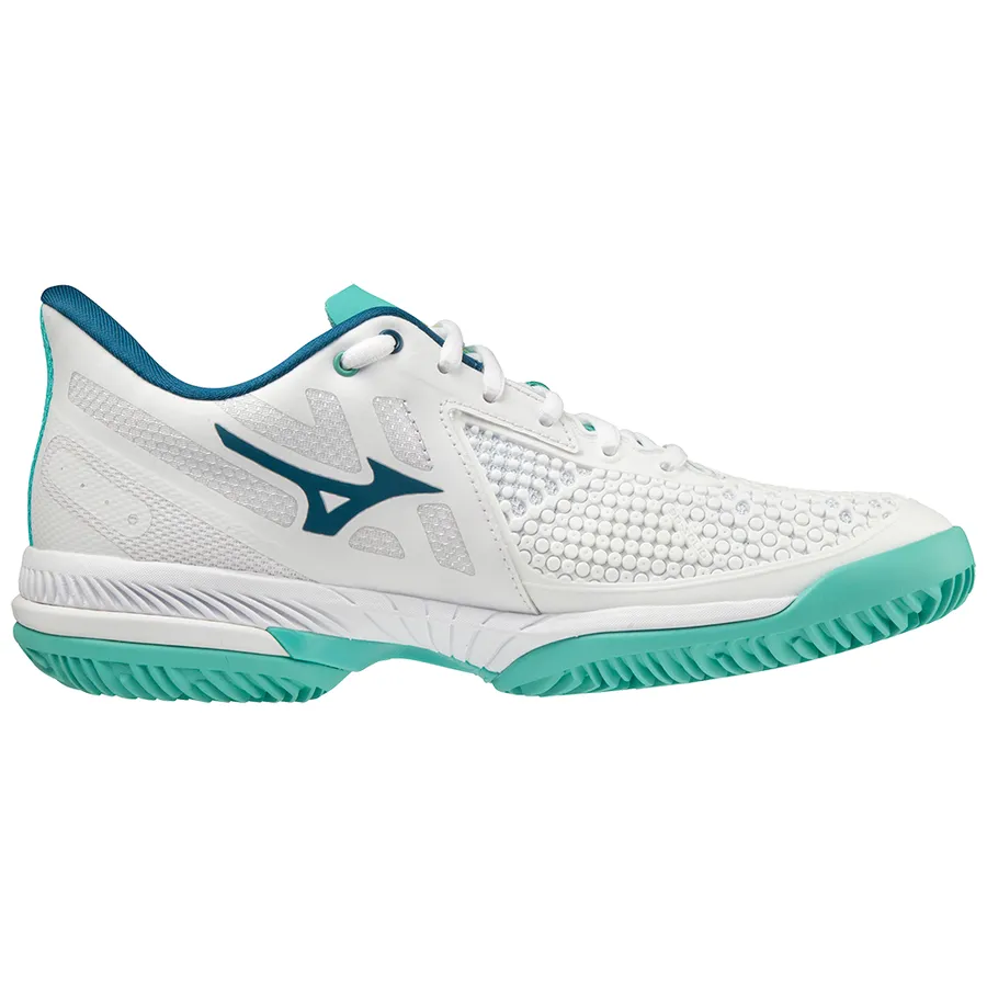 Mizuno Wave Exceed Tour 5 CC Womens Padel Shoes (White/Turquoise)
