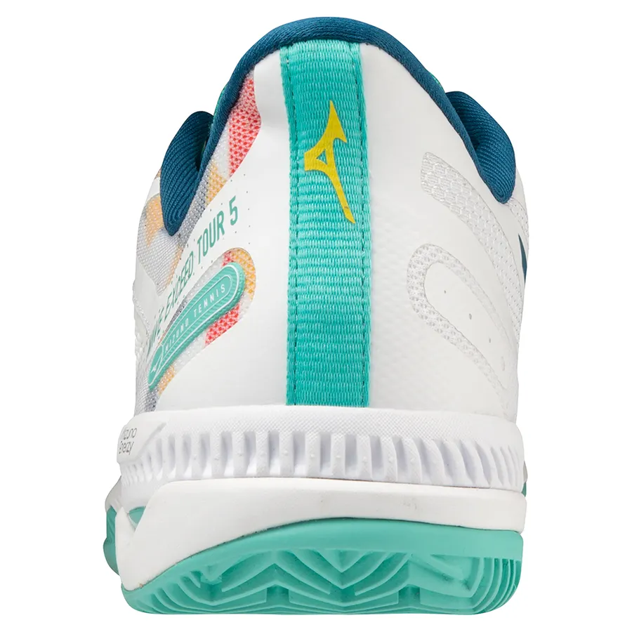 Mizuno Wave Exceed Tour 5 CC Womens Padel Shoes (White/Turquoise)