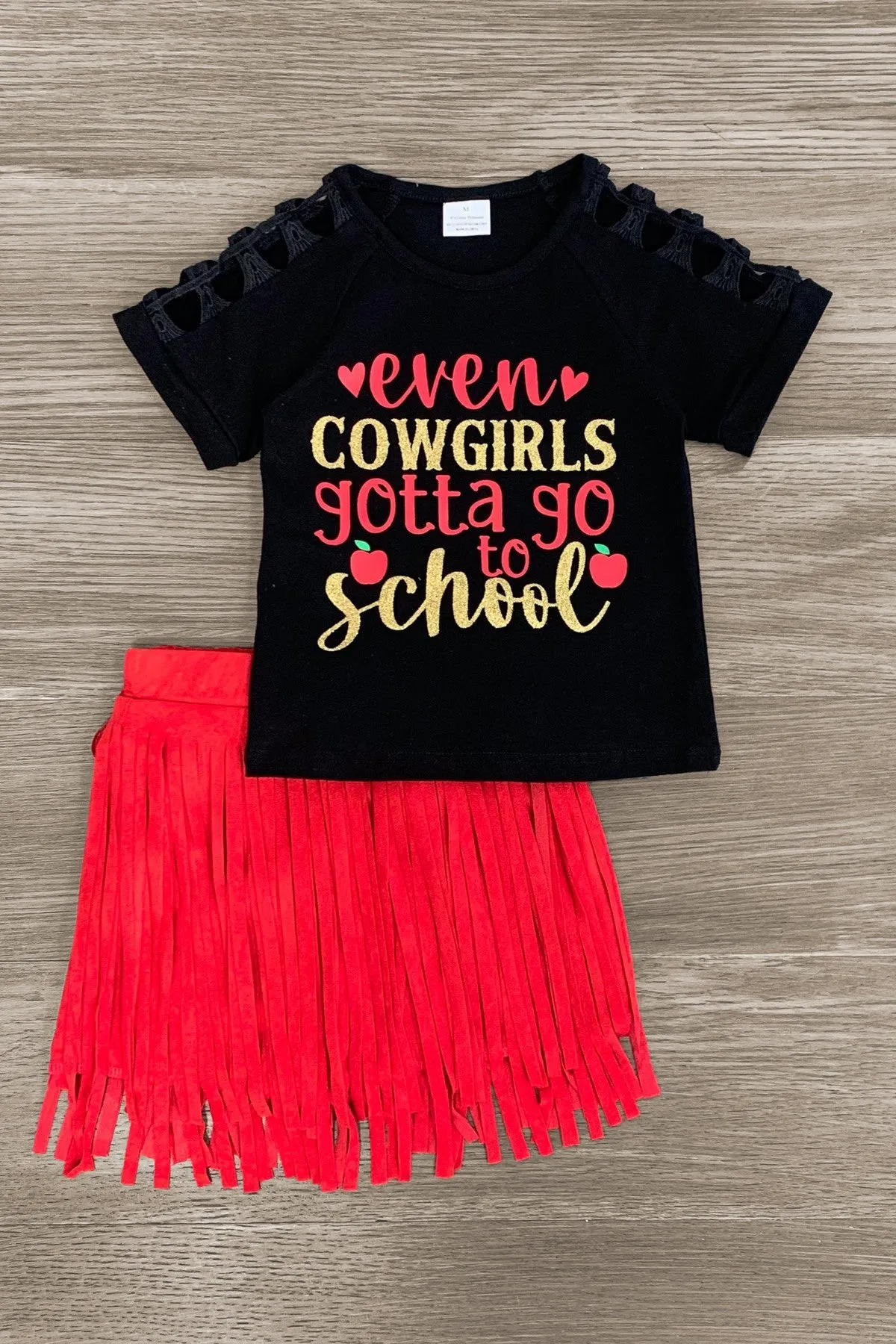 "Even Cowgirls Gotta Go To School" Suede Skirt Set