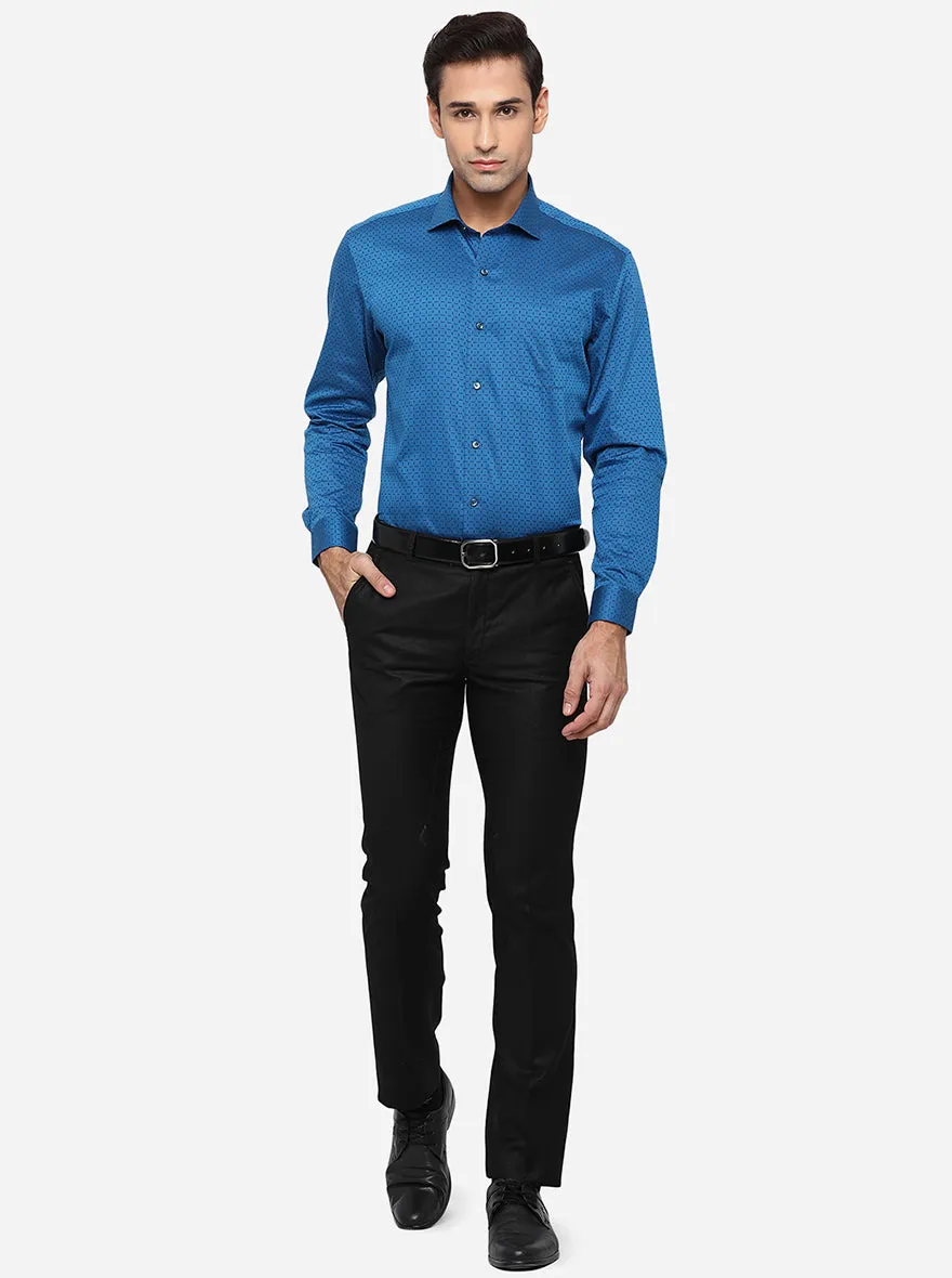 Turquoies Blue Dobby Slim Fit Formal Shirt | Greenfibre