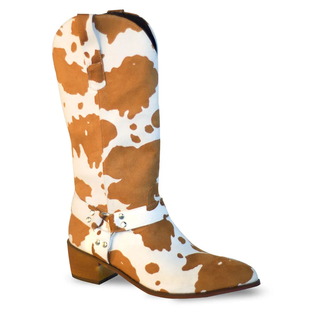 Unisex Faux Fur High Tube Boots – Round Toe Low Heel Winter Style